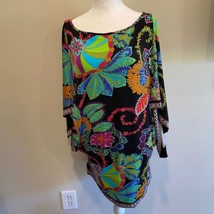 Black Floral Trina Turk Swim Cover Up (Small)